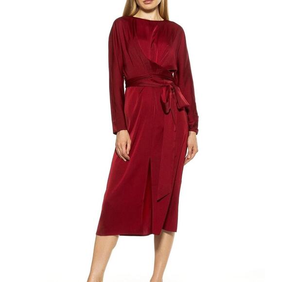 Alexa Admor Dresses & Skirts - Alexia Admor Red Silky Mock Neck Wrap Dress - Size 14